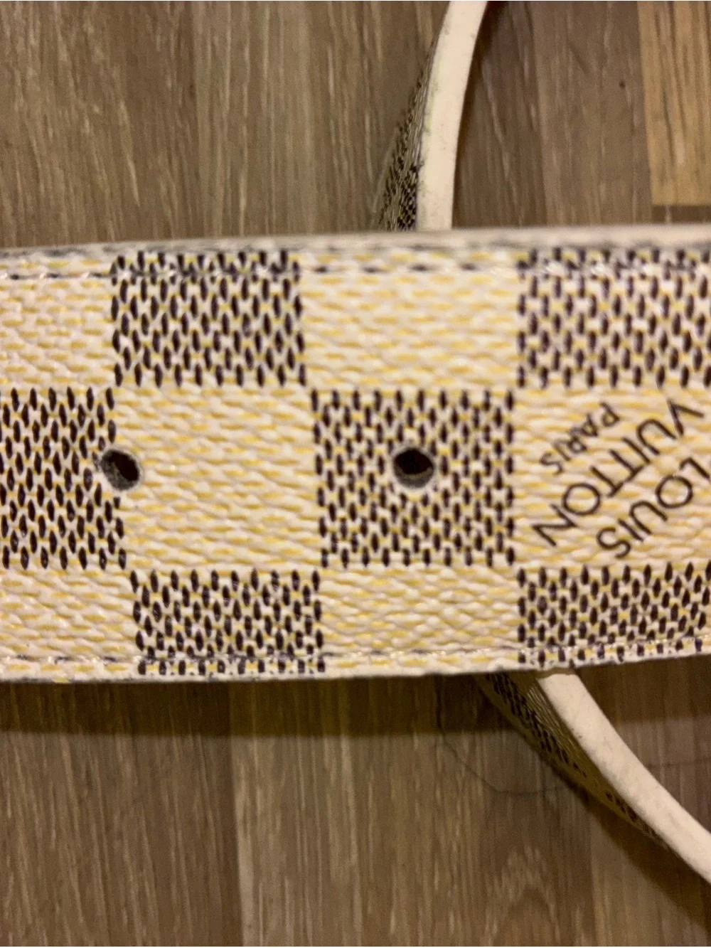 Louis Vuitton Checkered Canvas Belt in Cream and Brown with LV Buckle